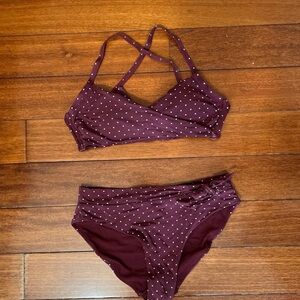 H&M burgundy polka dot bikini size 2